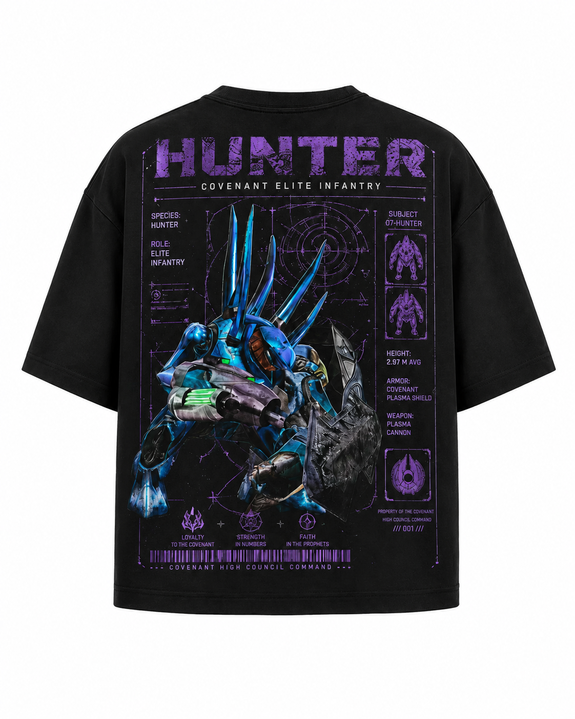 PLAYERA OVERSIZED - HALO - COVENANT - HUNTER