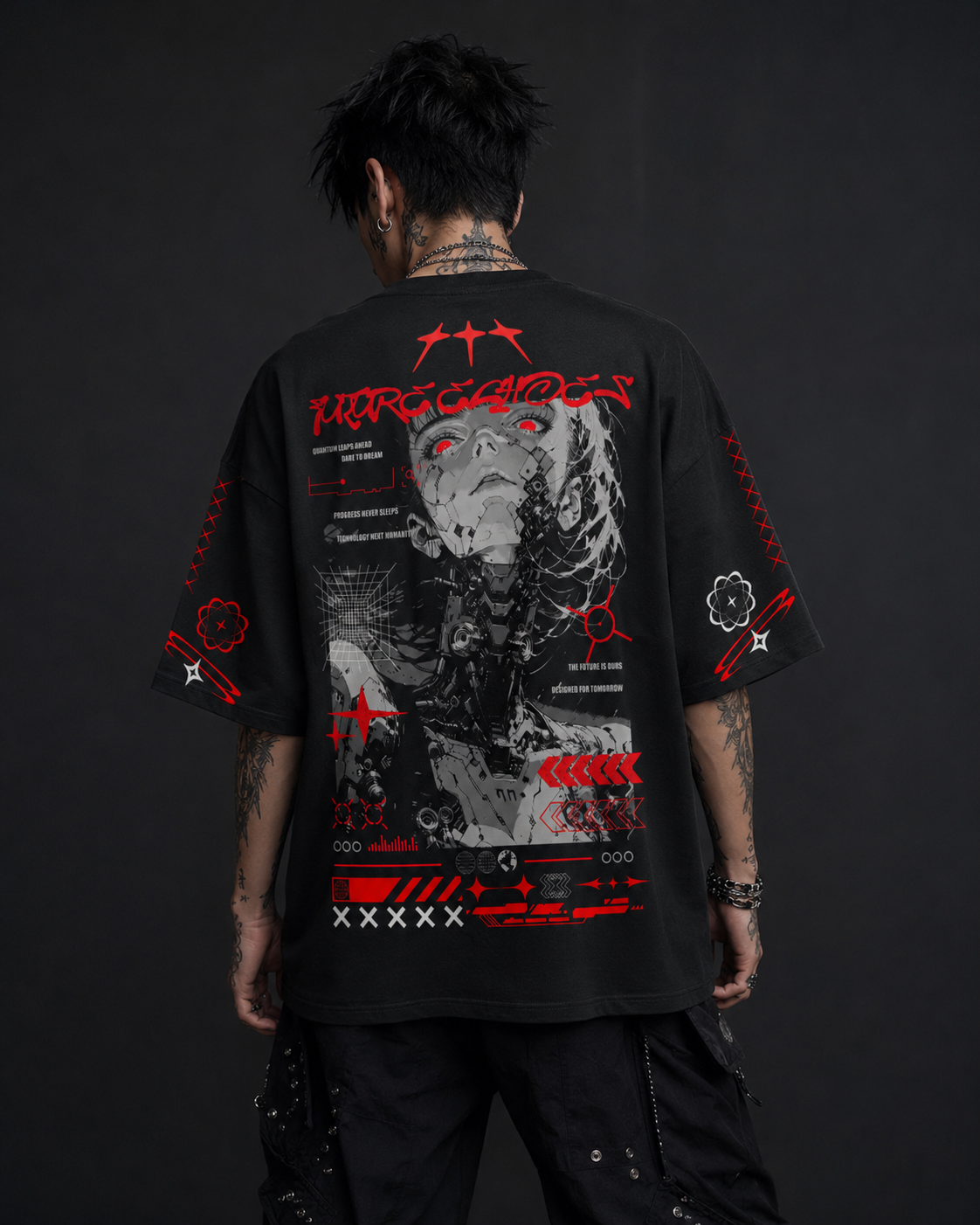 PLAYERA OVERSIZED - ALTERNATIVE TECH WEAR - RED SIDE