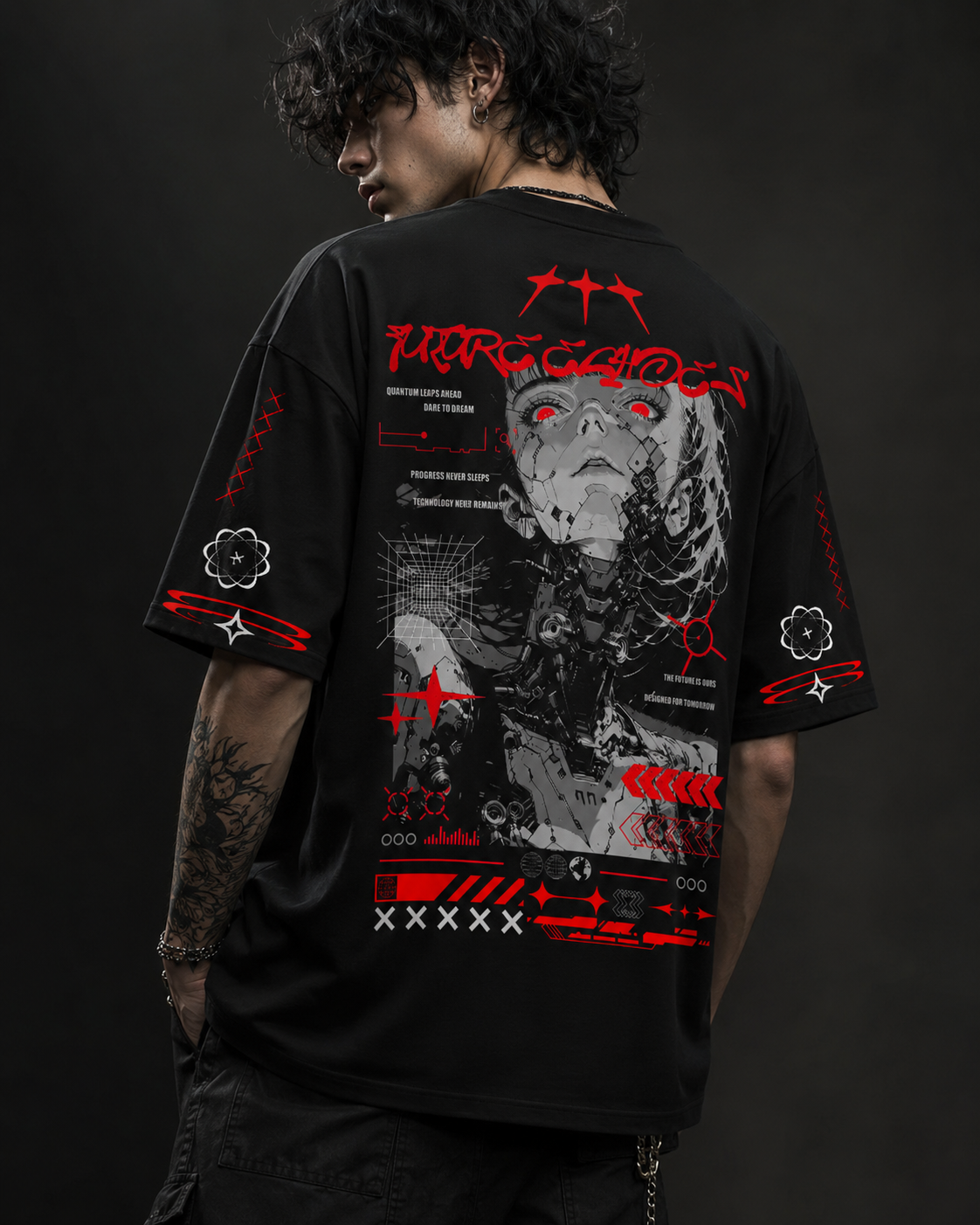PLAYERA OVERSIZED - ALTERNATIVE TECH WEAR - RED SIDE