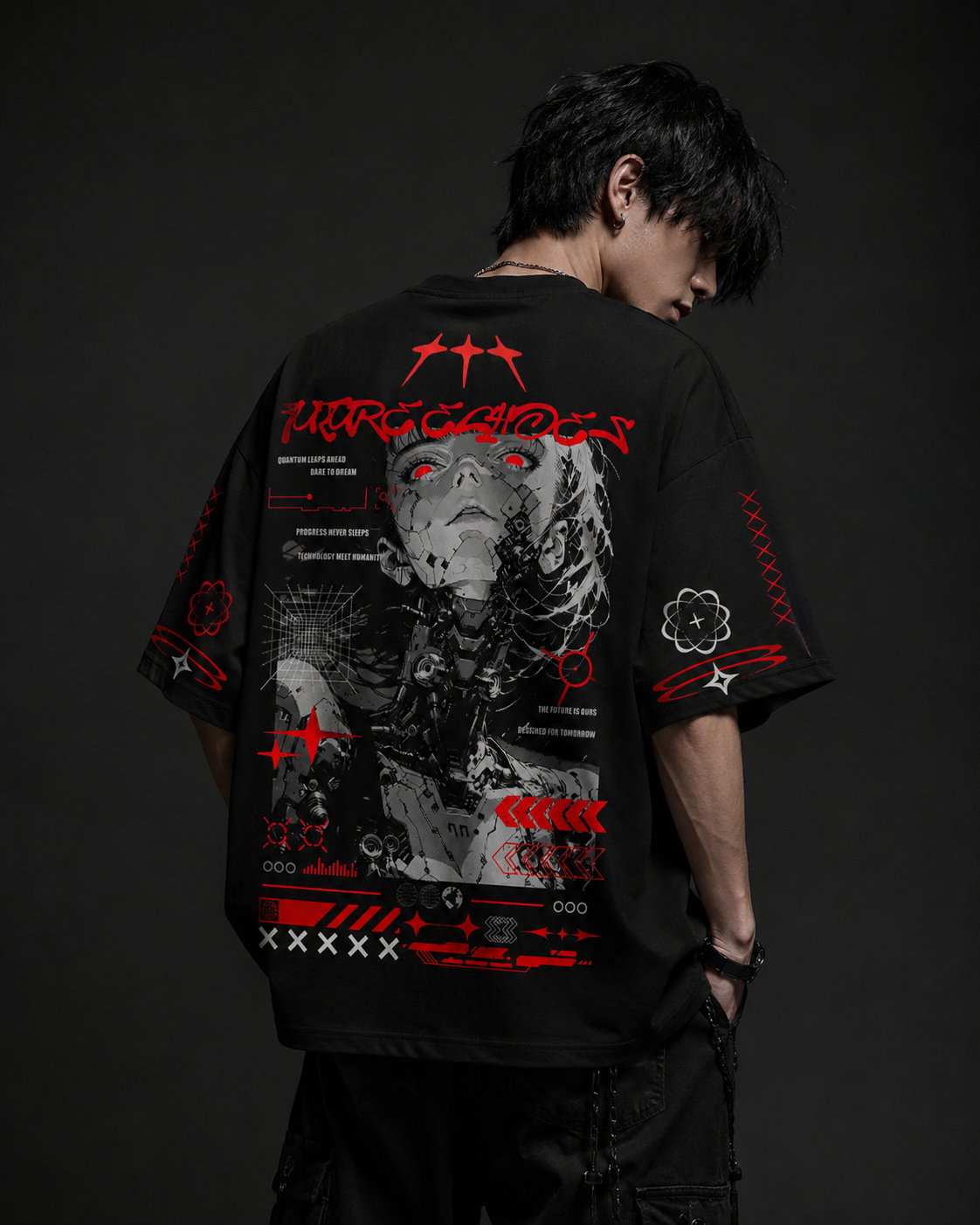 PLAYERA OVERSIZED - ALTERNATIVE TECH WEAR - RED SIDE
