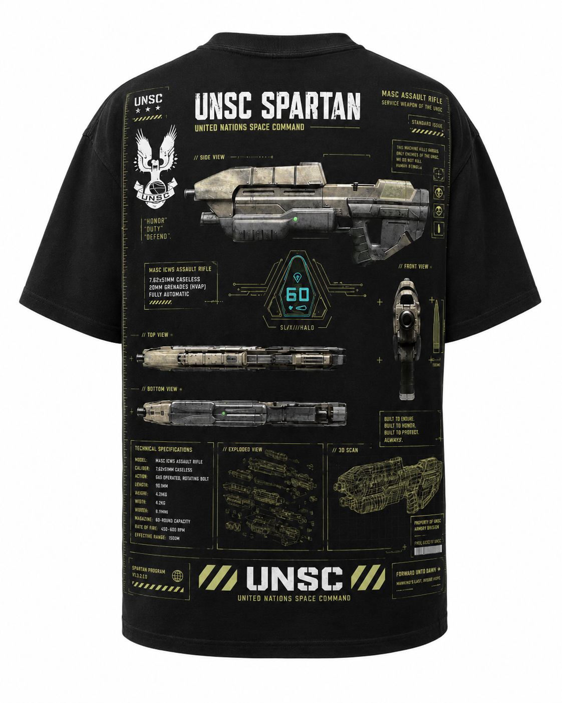 PLAYERA OVERSIZED - HALO - UNSC - FUSIL DE ASALTO