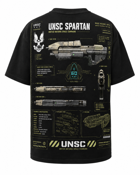 PLAYERA OVERSIZED - HALO - UNSC - FUSIL DE ASALTO