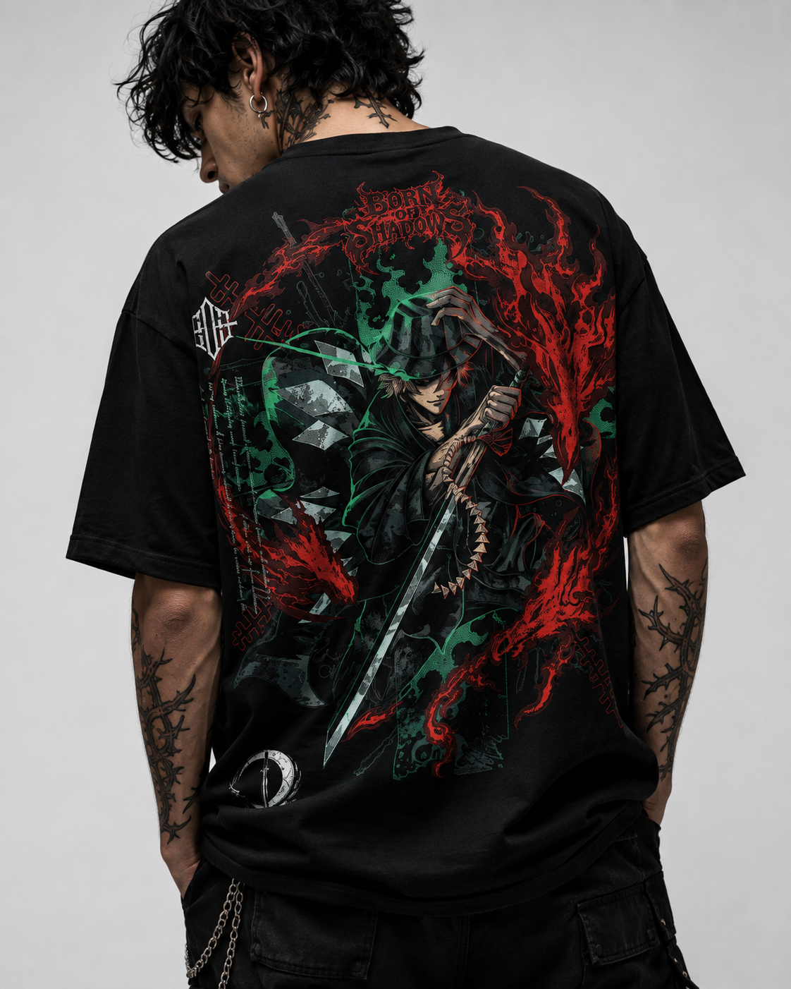 PLAYERA OVERSIZED BLEACH SHADOW - FULL BACK PRINT SEMITONES - ORIGINAL