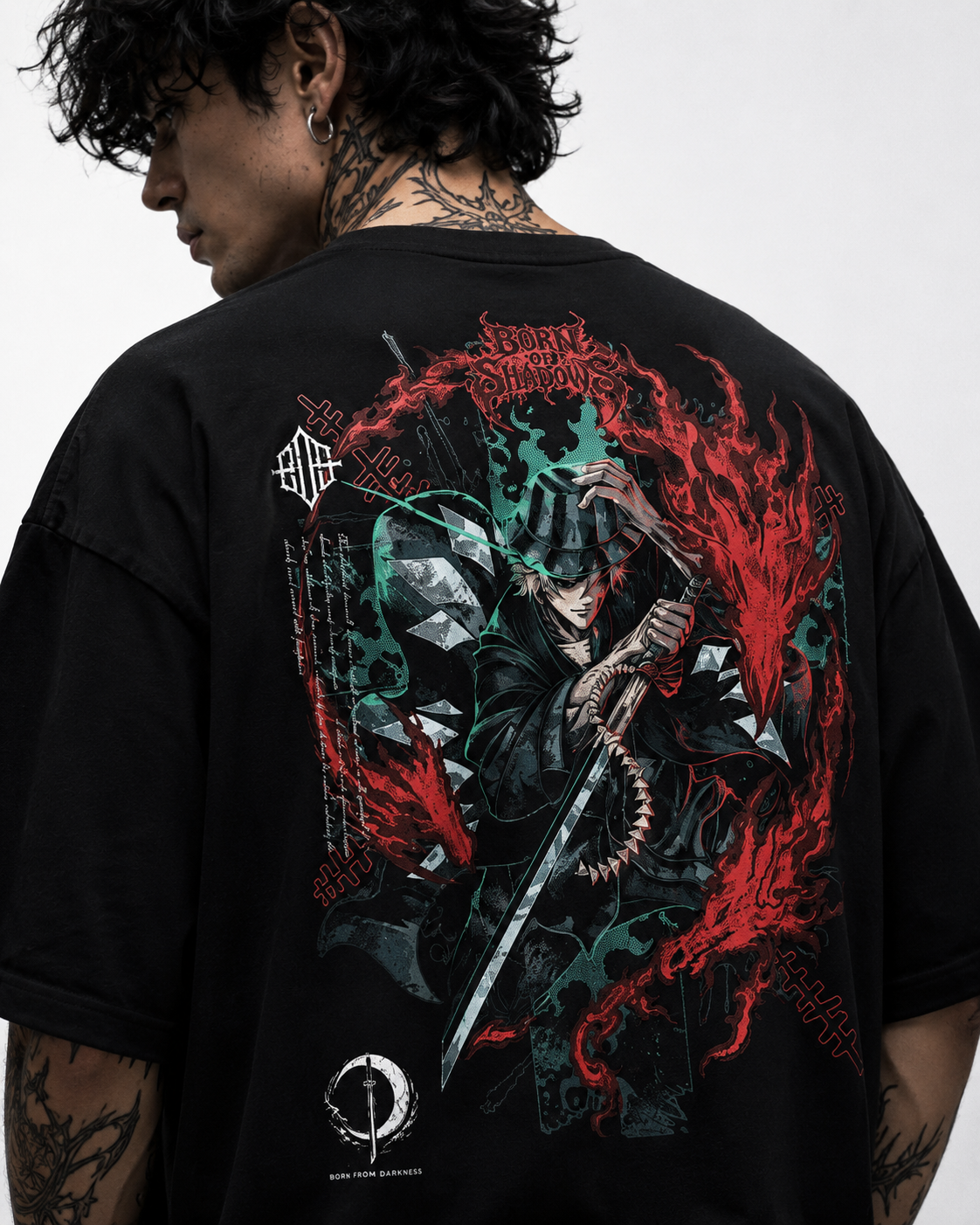 PLAYERA OVERSIZED BLEACH SHADOW - FULL BACK PRINT SEMITONES - ORIGINAL