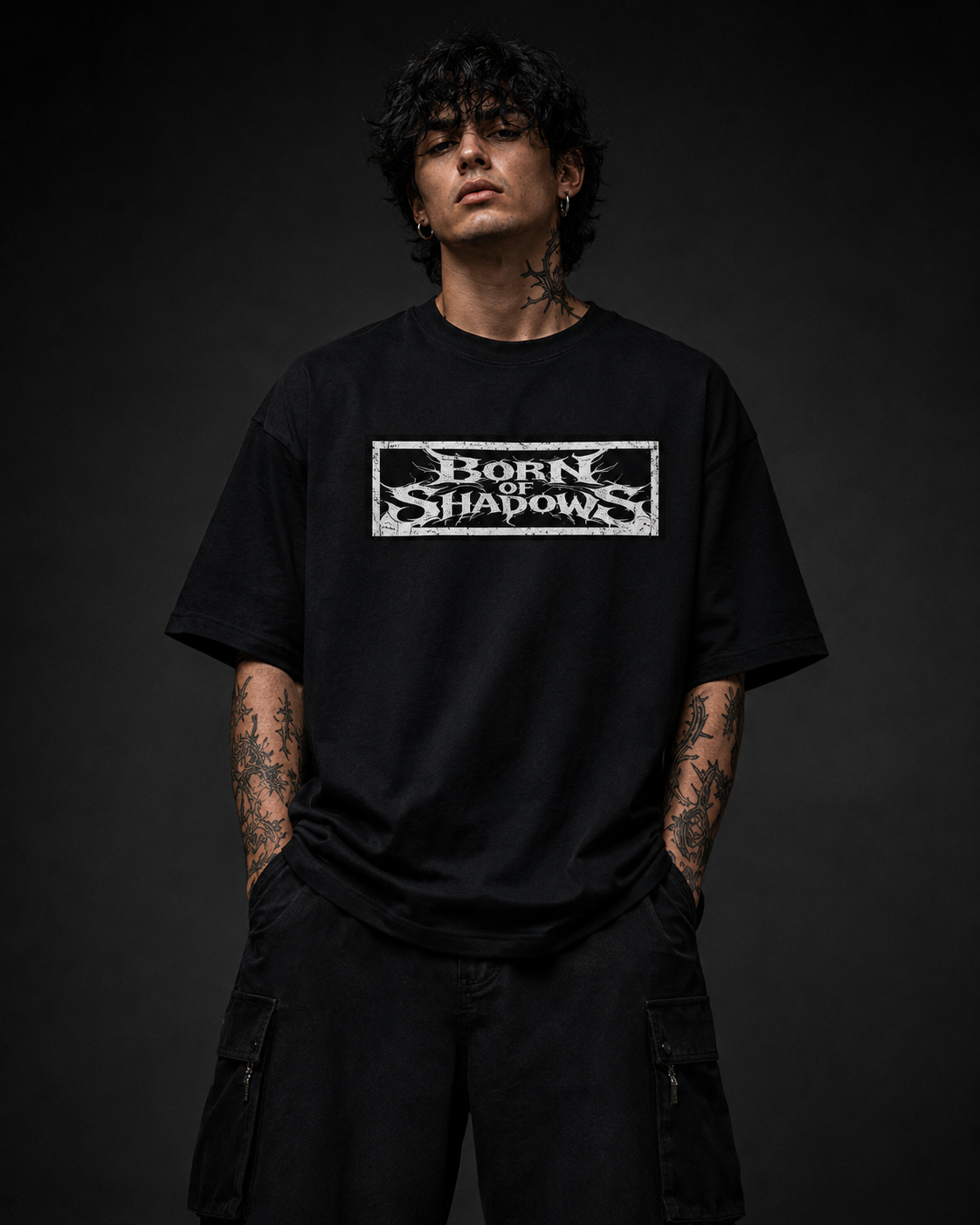 PLAYERA OVERSIZED GHOST FACE - FULL BACK PRINT SEMITONES - ORIGINAL SHADOWS