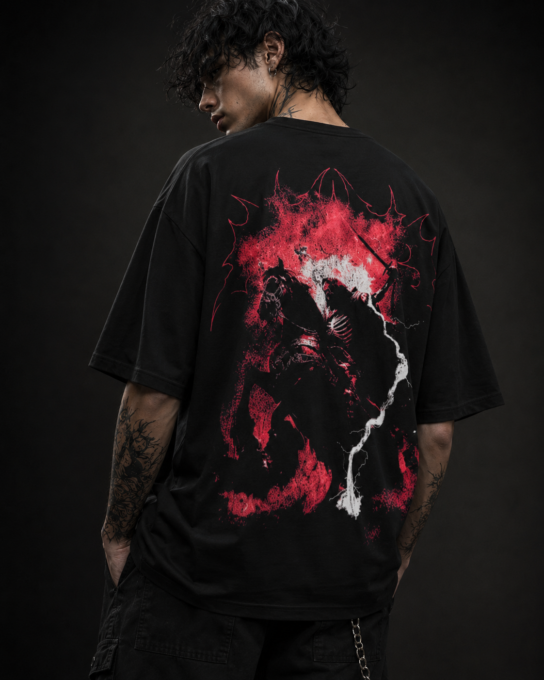 PLAYERA OVERSIZED JINETE DEL APOCA - FULL BACK PRINT SEMITONES - ORIGINAL SILENT
