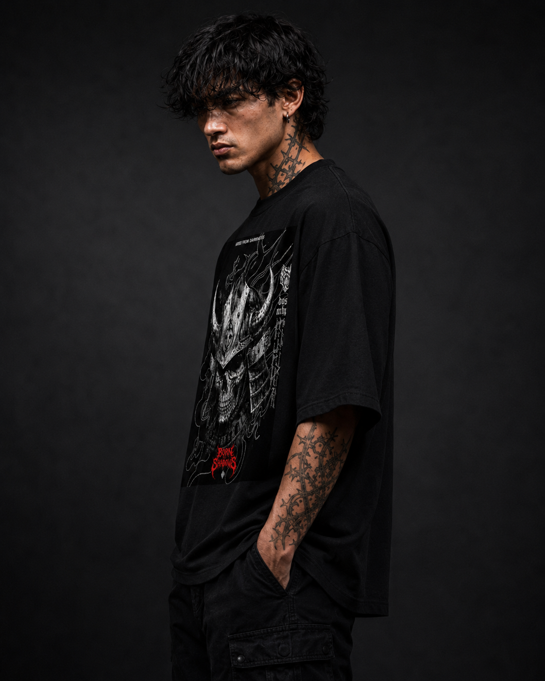 PLAYERA OVERSIZED SAMURAI SHADOW - FULL BACK PRINT SEMITONES - ORIGINAL