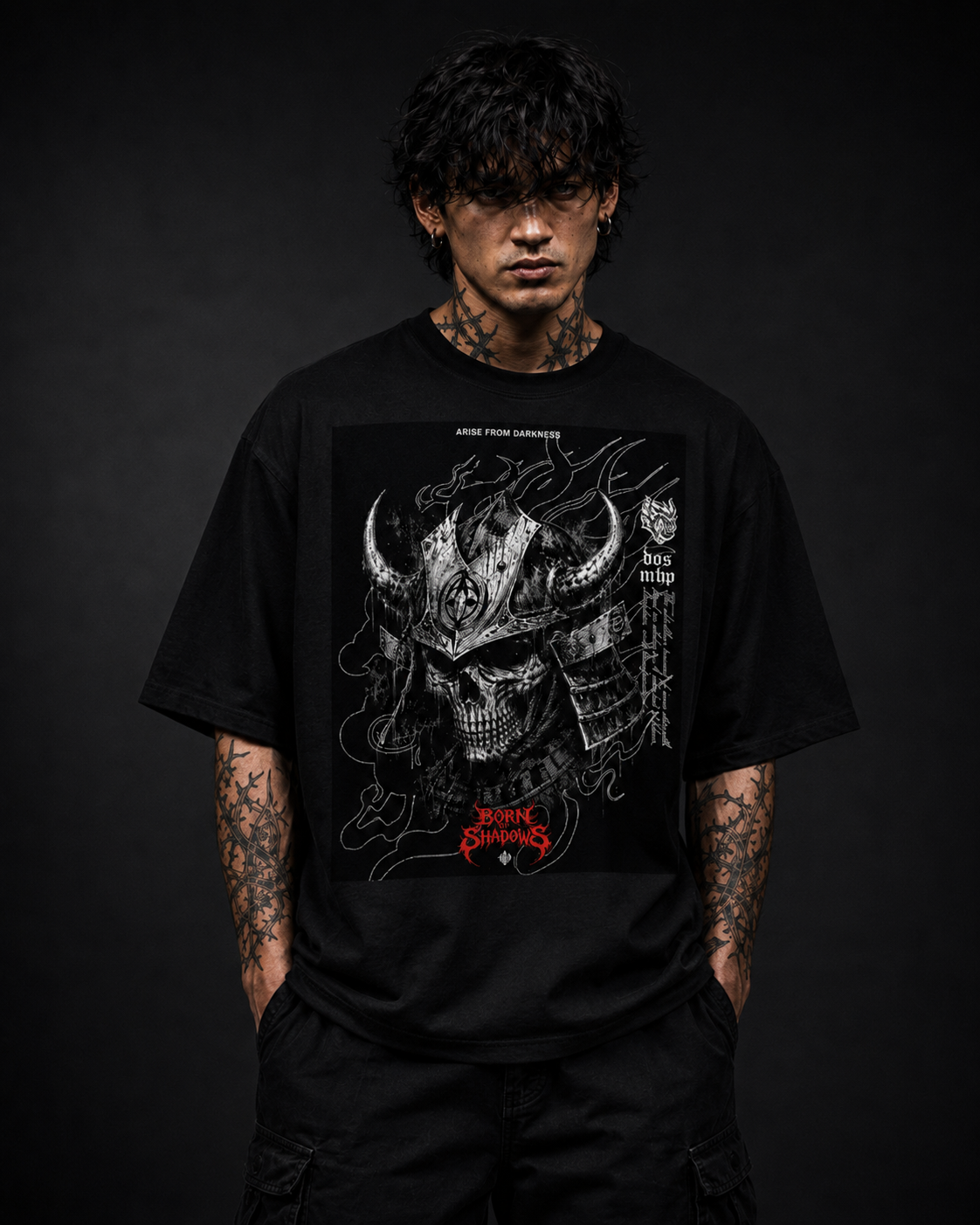 PLAYERA OVERSIZED SAMURAI SHADOW - FULL BACK PRINT SEMITONES - ORIGINAL