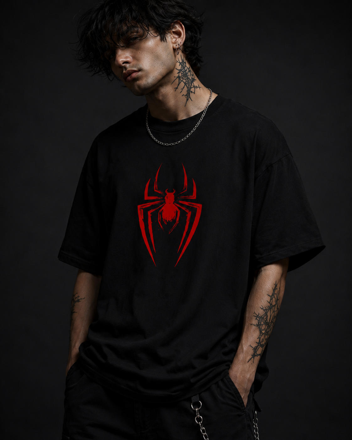PLAYERA OVERSIZED - URBAN WEAR / FANFICTION - OVERSIZED 100% - FULL PRINT - VIUDA ROJA