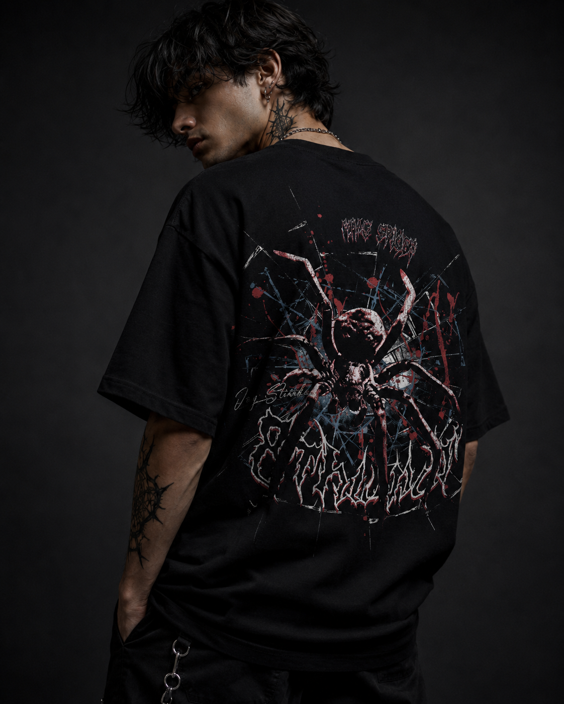 PLAYERA OVERSIZED - URBAN WEAR / FANFICTION - OVERSIZED 100% - FULL PRINT - VIUDA ROJA
