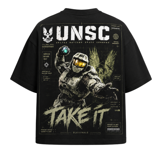PLAYERA OVERSIZED - HALO - UNSC - TAKE IT (JHON 117)